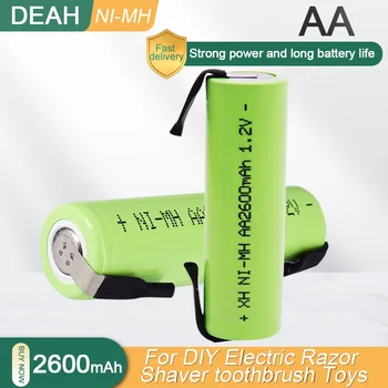 1-2 бр 1.2 2600 mah NI-MH AA 2A Акумулаторна батерия за електрически самобръсначки Philips машинки за подстригване, четка за зъби с припой