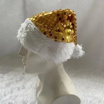 1 бр., елегантна шапка с пайети в Рождественском стил, Коледна декоративна шапка за възрастни, детско парти, креативна скъпа шапка