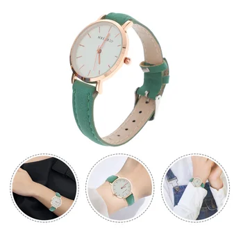1 бр. минималистичные часовници, ежедневни ръчен часовник с каишка, кварцов часовник за дами и момичета (зелени)