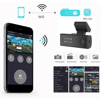 1080P HD WIFI видео рекордер, мини камера, видео рекордер с ъгъл на видимост 120 градуса, паркинг монитор за нощно виждане с G-сензор, приложение за свързаност