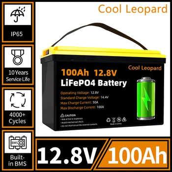 12V 100Ah Акумулаторна батерия LiFePO4, Вграден литиево-желязо-фосфатный батерия BMS, за RV Golf Cart, Лодка със слънчева енергийна система