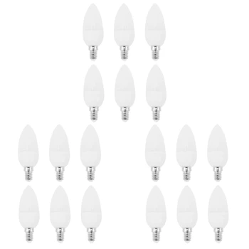18 Бр. led крушки, крушки за свещи, свещници 2700K AC220-240V, E14 470LM 3 W, студен бял