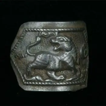 2 см, Древен китайски Сребърен Дворец на династията Мяо, Божествен звяр, Пръстен с бял тигър, фигурки за украса, Колекционерски фигурки