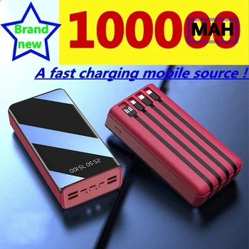 2023 Нов Power Bank 100000mAh TypeC Micro USB Бързо зареждане на Power Bank Led дисплей Преносимо външно зарядно устройство за таблети