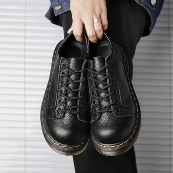 2023 Нова модни дамски обувки от естествена кожа на платформа, удобни за работа, Оксфордские обувки за жени, високи обувки в стил Лолита