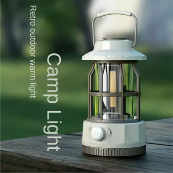 2023 Открит Лампа за Къмпинг, Кука за къмпинг фенер за палатка, с Атмосферно лека нощ, Портативен Прожектор, зареждане чрез USB, Ретро лампи за къмпинг