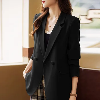 2023 Пролет-Есен, Нов Висококачествен монтиране Елегантен бизнес костюм, топ в корейски стил, всекидневни малък костюм, палто за жени