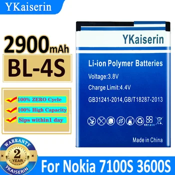 2900 mah YKaiserin Батерия BL4S BL-4S BL4S За Nokia 2680s 3600s 3602S 3711 6202c 6208c 7020 7100s X3-02 2680S Bateria