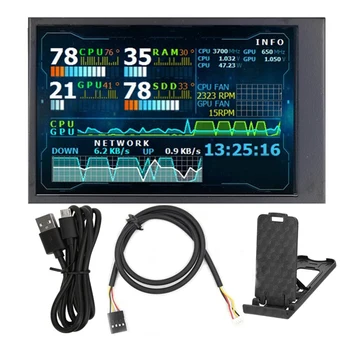 3,5-Инчов IPS LCD монитор с Мини-Капацитивен Екран, За AIDA64 USB Компютърен USB Монитор LCD-дисплей, с Корпус PC, Linux, Черен