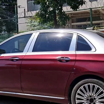 4 бр. Автомобилна Врата, прозорец, тампон върху скарата B За Mercedes Benz E Class 2016-2023, Централна часова, алуминиеви ярки етикети на Лента