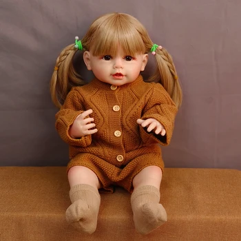 55 см Реалистична Силиконова кукла за Цялото Тяло Reborn Baby Girl Реалистична Новородено Принцеса Подарък За Рожден Ден на Дете