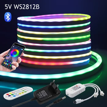 5v WS2812B RGB LED Неонова Светлинна Табела 3M 60LEDs/M Bluetooth Smart APP Control Силикагел 6X12 мм Гъвкава Водоустойчива Лента