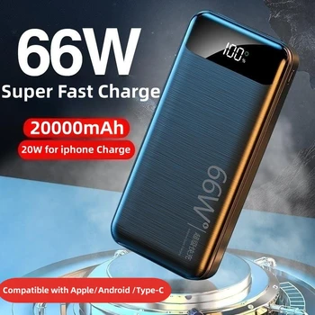 66 W Супер Бързо Зареждане на Power Bank 20000 ма Преносимо Зарядно за iPhone14 Samsung Xiaomi PowerBank PD20W Бързо Зареждане на ПоверБанк