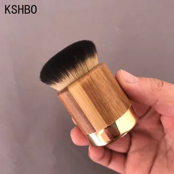 KSHBO, 1 бр., единична четка за тонален крем, мини четка за прах с кръгла глава, бамбук дръжка, Професионална козметична четка за контур на лице грим