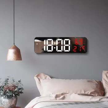 Led дигитални стенни часовници с голям екран, монтиран на стената lcd дисплей, време, температура, влажност на въздуха, Електронен будилник, декорация на дома