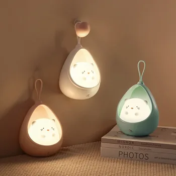 Led нощна светлина със сензорен контрол, Скъпа Индукционная лампа във формата на животно, на Човек, за деца, Детска спалня, Силиконови стенни лампи, зареждащи се чрез USB