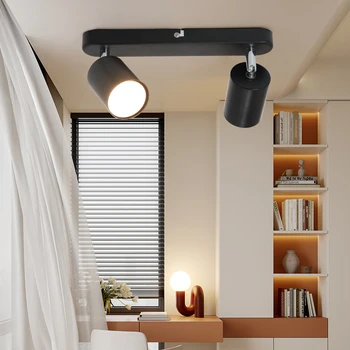 Led прожектор с две глави, монтирани на повърхността, Модерна точков лампа с регулируем ъгъл на наклона, бял/черен/Хром тяло за хол, спалня