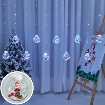 Led Страхотна Светлинна Завеса Венец Коледна топка Венец-венец Лампа за Сватбеното парти на Открито Коледна украса Спални Навидад