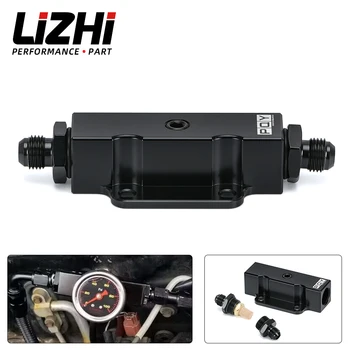 LIZHI - Performance Universal Вграден Горивен филтър AN6 6-Инчов алуминиеви заготовки с дебелина 60 Микрона, Черно порт 1/8 NPT LZ-FPB142
