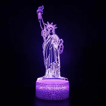Nighdn Статуята на Свободата Световна атракция на Сградата 3D Илюзия Светодиодна настолна лампа нощна светлина за Рожден Ден, подарък за Коледа за децата на Приятелите