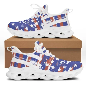 Yikeluo Износоустойчиви Маратонки за бягане с принтом на американското, Ежедневни обувки на възглавници за мъже, Удобен мрежа 2023