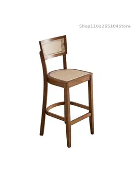 Бар стол от масивно дърво, Високо столче от скандинавски бастуни, Бар стол за домашно ресторант, Бар стол за рецепцията в кафенета, Висока табуретка