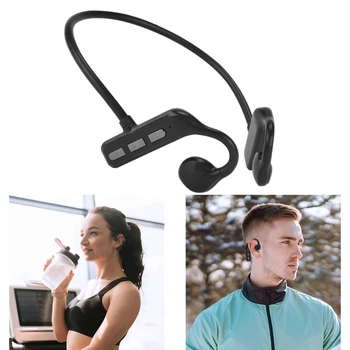 Безжични слушалки с костна проводимост, Bluetooth-съвместима спортни слушалки 5.3 с микрофон, защищающая от пот за бягане