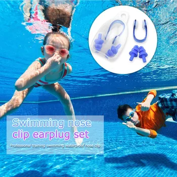 Водоустойчив меки силиконови летни тапи за уши за плуване + комплекти скоби за носа