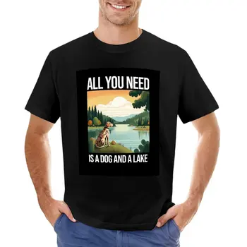Всичко, което ви трябва, е тениска с изображение на куче и езера, тениска за момче, прости бели тениски за мъже