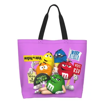 Вторична Преработка на M & M ' s, чанта за пазаруване в шоколад, Дамски холщовая чанта-тоут, Преносими чанти за пазаруване с конфетными Мемами