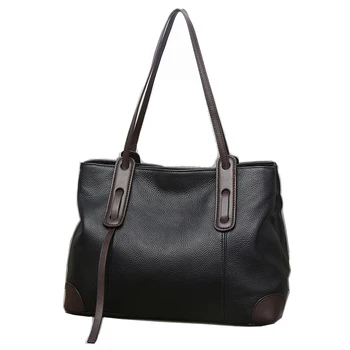 Голяма Дамска чанта от естествена кожа, Голяма чанта от естествена телешка кожа, на Първия слой, ежедневни дамски чанта от двоен цип в стил мозайка