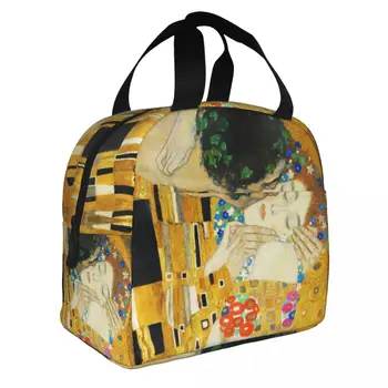 Дамска чанта-тоут Klimt Kiss с изолация за обяд, преносим термоохладитель, Обяд-бокс Diana Klimt Freyas Art работни училищни чанти за хранене