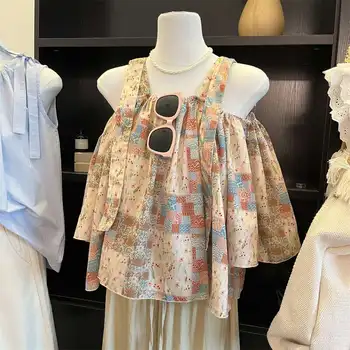 Дамски Блузи и Блузи в Бохемски стил, Блуза с открити рамене За Жените 2023, Шифоновая Ежедневни Скъпа Blusa Feminina, Корейската Мода, Директна доставка