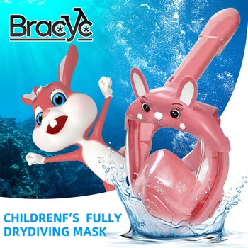 Детска маска за гмуркане, с пълно лице, комплект за гмуркане с шнорхел, Респиратор за гмуркане, фарове за Безопасни и негерметичные панорамни очила за плуване