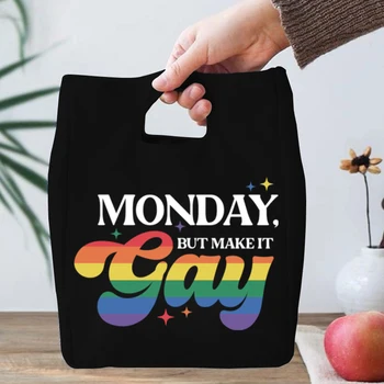 Дъгата гей-обяд чанти изолиран обяд торба с храна за пикник чанта, охладител за лесбийки, гей, бисексуални топлинна обяд чанта за жени, мъже
