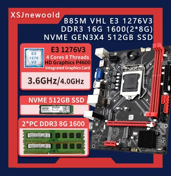 Дънна платка B85 LGA1150 E3 1276V3 16 GB оперативна памет от 512 GB NVME SSD VGA, HDMI, LGA 1150 USB3.0 SATA3.0 Placa Mae ATX дънна платка Настолна