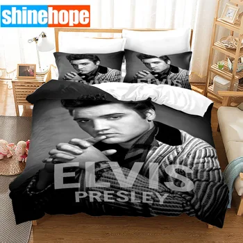 Елвис Пресли, рок-певец, комплект спално бельо, чаршаф, калъфки за възглавници, одеала, ленено стеганое одеяло, стая декор, размер Twin Queen King