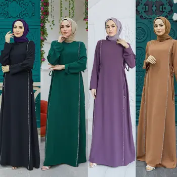 Жена Лятно мюсюлманската рокля Абая Daimond, Елегантен Празничен халат с Дълъг ръкав, Марокански халат, Vestidos Ramadan Robe 2023