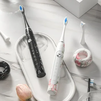 Звукова Електрическа четка за Зъби за възрастни с 5-степенна скоростна кутия, USB зареждане IPX7, водоустойчив магнитна индукция, мека четка за зъби за коса, домашно използване
