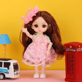 Играчка принцеса 17 см, кукла с подвижна суставом, 3D Скъпа красиво момиче, наряжающиеся играчки, детска кукла с заячьими уши, BJD кукла за деца