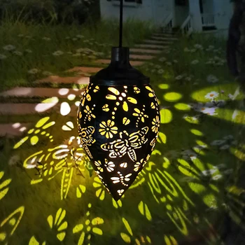 Изкован железен висящ слънчева светлина, ретро слънчева светлина, led лампа за вътрешния двор, открит висящ декоративен водоустойчив метален лампа