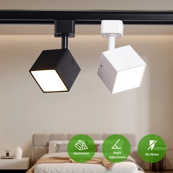 Индивидуален тавана LED лампа 7 W, Творчески квадратен led лампа за повърхностен монтаж, трековый Бял Черен квадратен прожектор, лампа