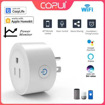 Интелигентно гнездо Wi-Fi стандарт на САЩ 10A 16A Поддържа Cozylife Homekit С монитор хранене Алекса Google Home, гласов контрол, Smart Plug