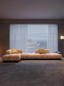 Италиански минималистичен текстилен диван, минималистичная модерна всекидневна 2023, нов разход на модулен диван