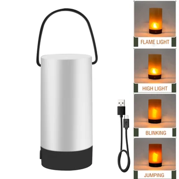Лампа с динамичен ефект на пламъка с плетене на една кука, 4 режима, акумулаторна дихателна лампа с капацитет 1200 mah, уличен водоустойчив преносим фенер с пламък