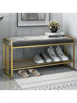 Лесен луксозен столче за преобличане обувки пред вратата на къщата могат да се настанят шкаф за обувки в един дълъг табуретка, креативную мека чанта-възглавница