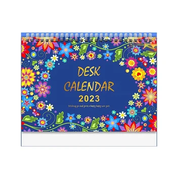 Малък настолен календар за 2023 година, 9 инча X 7,3 инча, цветни месечни чертежи, за планиране и организиране на дома или офиса