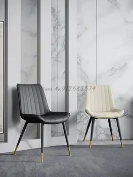 Маса за хранене с облегалката на стола в скандинавски стил, ресторант-светъл луксозна маса за хранене, стол, домашен бял модерен минималистичен грим за спални