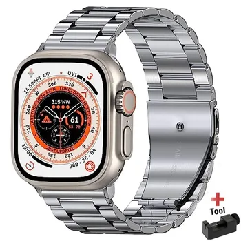 Метална каишка за Apple Watch band 44 мм Ultra 49 мм 45 мм 38-42-40 мм-41 мм, от неръждаема Стомана Гривна iWatch series 8 7 6 5 4 3 se