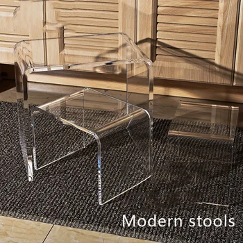 Мини-Приставной Масичка Акрилен Стол за баня Столче за преобличане обувки Сервизни Прозрачна Седалка за хола Проста Модерни мебели